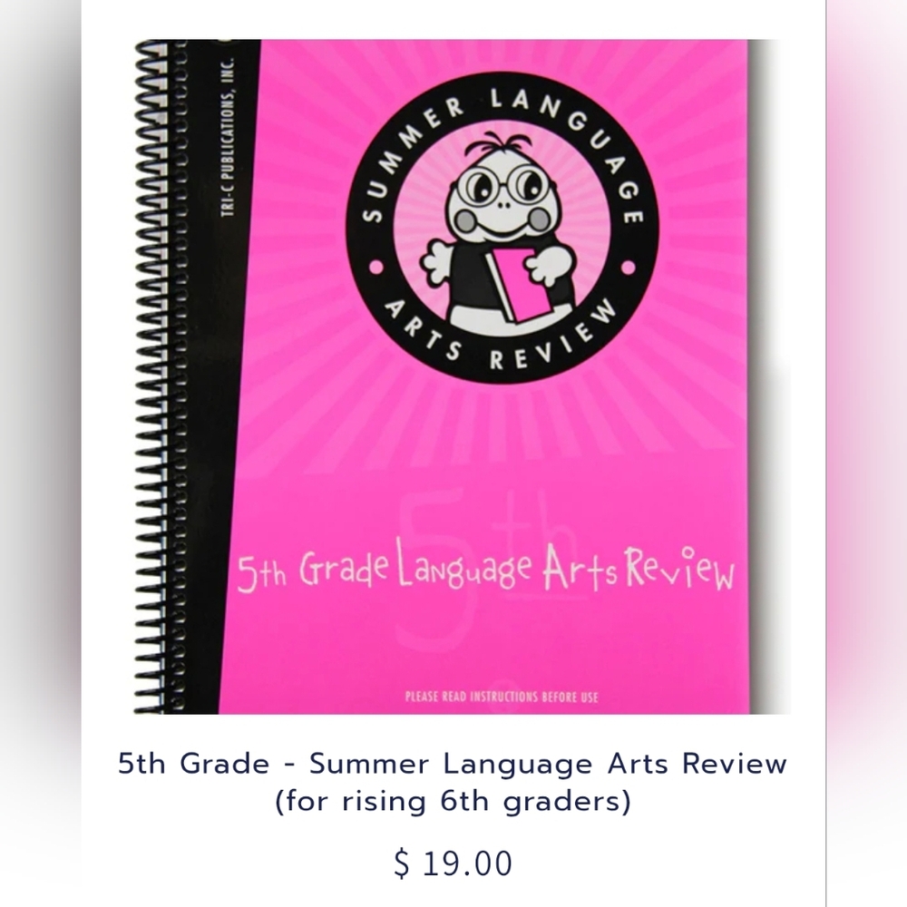 5th Grade Summer Language Arts Review 10 Week Homeschool Elementary Workbook